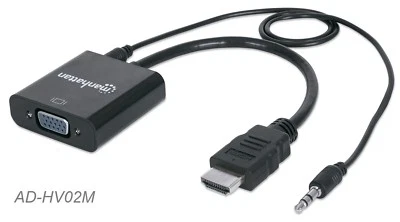 HDMI Stecker auf VGA Buchse mit Audio Konverter, optionaler USB Micro-B Stromanschluss - Bild 1 von 3