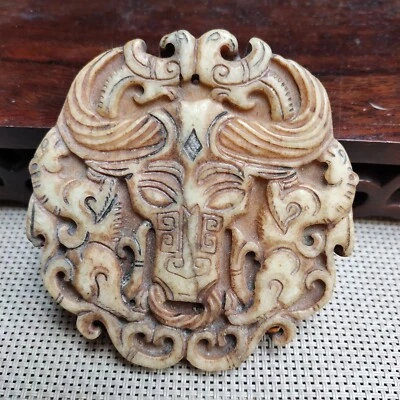 Antiguo collar colgante de jade chino tallado a mano antigua bonita estatua de jade 3100 Foto 1 de 4