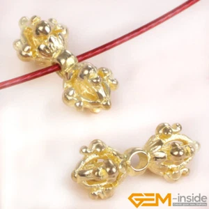 5 Pcs Tibetan Silver Artifact Spacer Beads Gold Plated Craft Findings 8x20mm YB - Picture 1 of 2