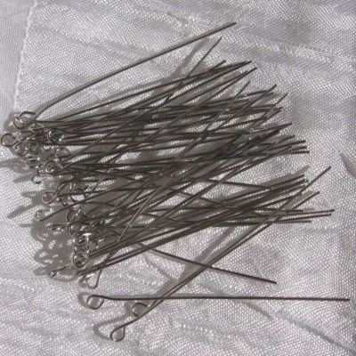 LOT DE 100 TIGES CLOUS À OEIL 50MMx0,6MM 5CM ACIER INOXYDABLE TIGES INOX IN22