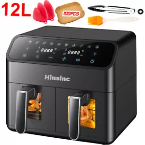 12L Air Fryer Dual Zone Digital Oven Cooker Oil Free Low Fat with 100 Tray Large - Picture 1 of 15