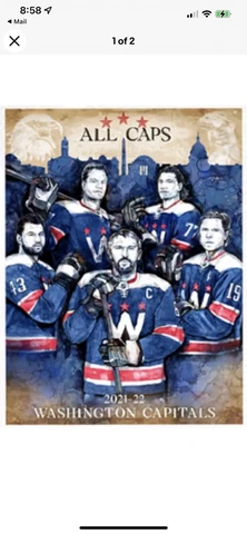 2021-2022 Washington Capitals Team Poster SGA NHL 2022 Ovechkin Backstrom Wilson Cover