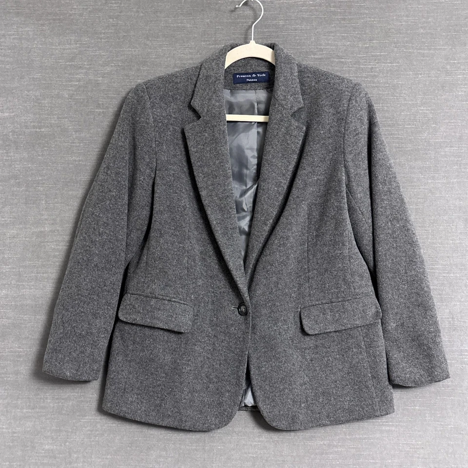 Blazer Preston York 4 Pequeño Gris Lana Cachemira Clásico Preppy Carrera De Colección Foto 1 de 4