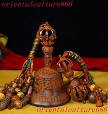 Tibet bronze Bell Chung chimes clock Vajra Dorje Phurpa Exorcism Talisman set