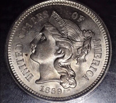 1869 Nickel Three Cent, ICG MS66, Gem Grade + - Image 1 of 4