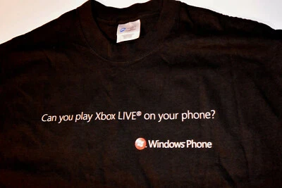 NOS 2014 WINDOWS PHONE LOGO ADVERTISING T-SHIRT! NEW! XBOX LIVE! BLACK/COTTON! M - Image 1 of 4