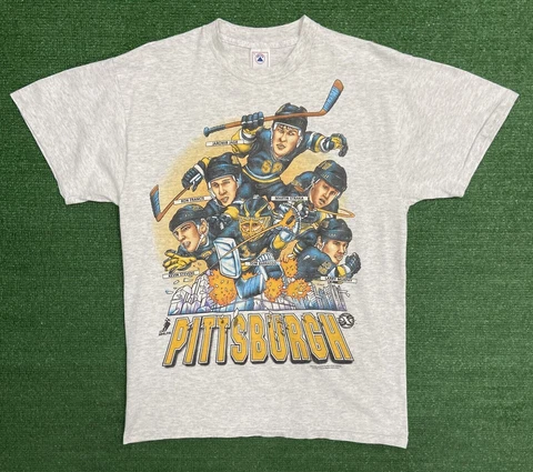 Vintage 90s Pittsburgh Penguins Caricature T-shirt Unisex Cotton Men Women Cover