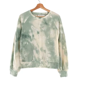 All in Favor Nordstrom Batik Pullover weiches Sweatshirt in grün creme - Bild 1 von 5