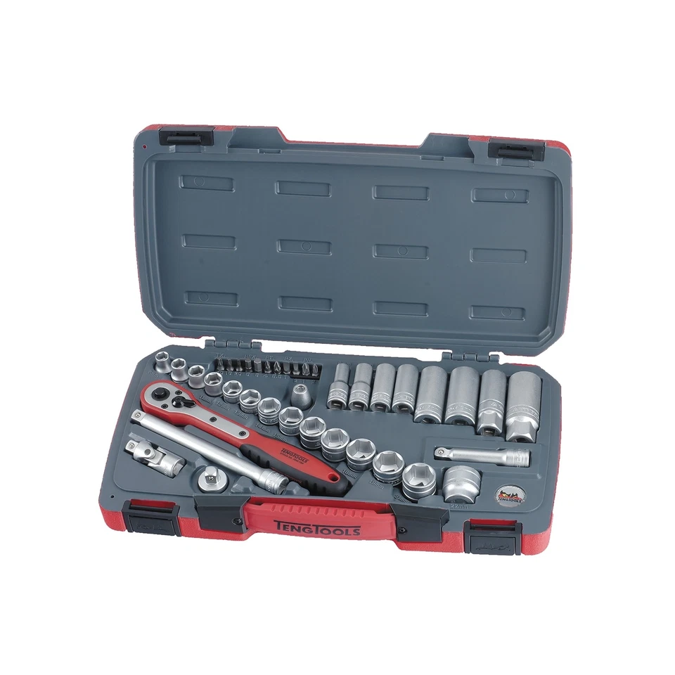 Teng Tools 39 Piece 3/8 Inch Drive 6 Point Metric Regular/Shallow & Deep Sock... - image 1 of 1