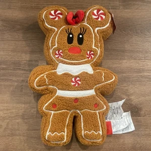 Disney Minnie Mouse 15" Peluche Pan de Jengibre Sherpa Almohada de Navidad - Nuevo con Etiquetas - Imagen 1 de 3