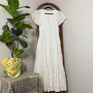 Anthropologie Maeve MEDIUM White Eyelet The Somerset Maxikleid - Bild 1 von 10