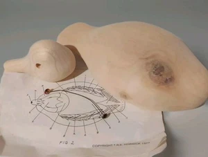 Bufflehead Unpainted Solid Wood Glass Eyes Duck Decoy 1979 Hornick Pattern HB18 - Picture 1 of 10