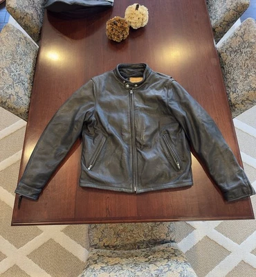 Chaqueta de cuero negra para motocicleta Walter Dyer forro con cremallera para hombre 42 suave y resistente Foto 1 de 4