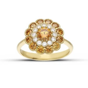 Ring Flower Women's Yellow Gold 18k - Picture 1 of 2