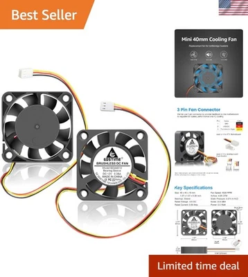 Computer CPU Cooler Fan 40mm 12V 3 Pin Mini Cooling Fan Pack of 2 - Image 1 of 4