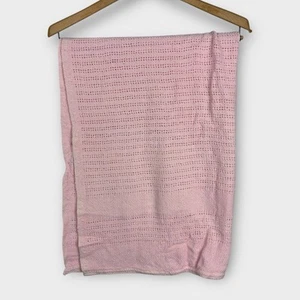 VTG WPL 1675 Beacon Baby Blanket Solid Pink 100% Cotton Knit USA Made - Picture 1 of 4
