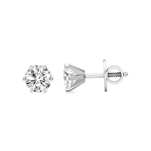2 TCW IGI Certified Diamond Stud Earrings Round Lab Grown 14k Gold - Picture 1 of 13