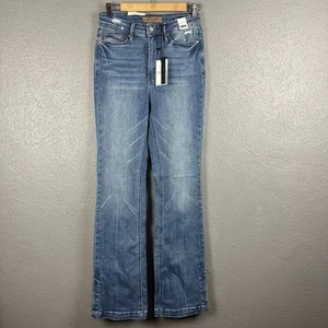NWT Judy Blue High Waist Tummy Control Slim Boot Medium Wash 5/27 Ankle Slit - Picture 1 of 20
