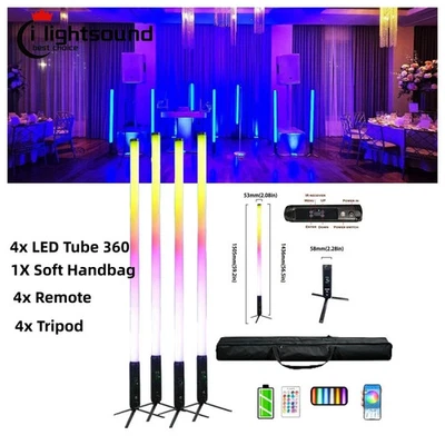 4pcs 360 Tube Wireless Battery Pixel Led Tube Light for Party disco Club+Bag - Image 1 of 4