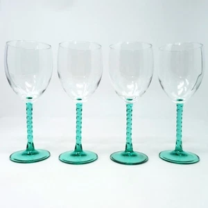 Water Goblet Angelica Aqua Blue Twist Stem Luminarc Cristal D'Arque 12 oz 4 Pc - Picture 1 of 5