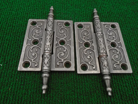 ONE PAIR of VINTAGE EASTLAKE HINGES  3 1/2"  X 3" - VERY NICE SET  (18699) Cover