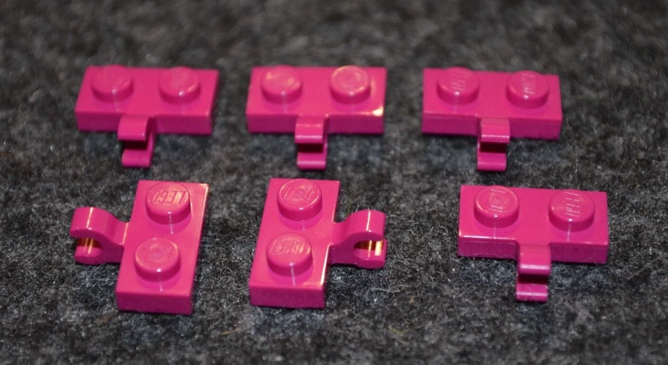 (6) 1x2 Bright Reddish Violet Plate w/ Center Clip Bricks ~ New Lego Parts ~ - Image 1 of 1