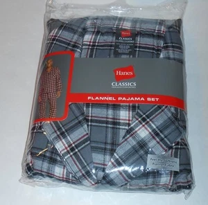 Hanes Classic Mens Plaid Flannel Two (2) Piece Pajama Set Gray Plaid XXL NWT - Picture 1 of 1