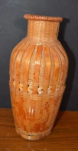 Korb Bambus Vase 9" EUC Blumentopf Blumenvase - Bild 1 von 5