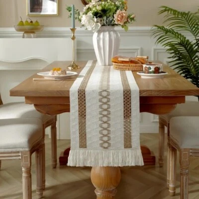 Schöner Tischläufer Boho Tischdecke mit Fransen 29 x  219 cm - Bild 1 von 4