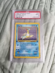 PSA 9 Lapras Holo 1st Edition #10/62 Fossil Pokemon English - Picture 1 of 2