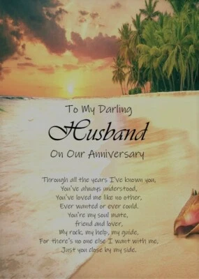 To My Darling Husband On Our Anniversary A5 Card - Love Wedding Anniversary