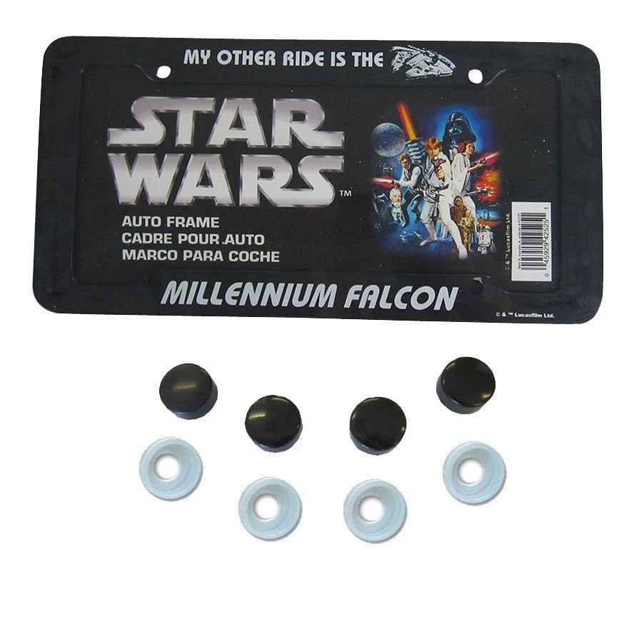 New Star Wars Millenium Falcon  Car Truck Plastic License Plate Frame Screw Caps - Изображение 1 из 3
