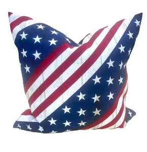 American Flag Pillow Cover Patriotic Stars & Stripes, Red White Blue - Picture 1 of 6