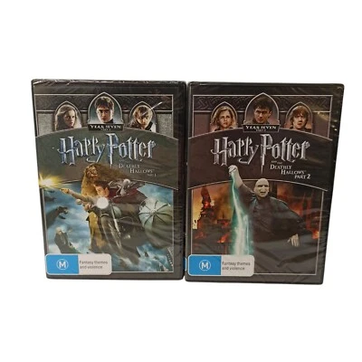 Harry Potter & The Deadly Hallows Part 1 2 DVD Hogwarts Magic Wizards R4 New - Image 1 of 4