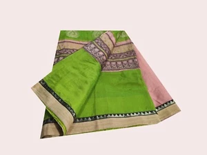 Vintage Indian Sarees Cotton Embroidered Woven Used 5 Yd Sari Craft Fabric 1524 - Picture 1 of 8
