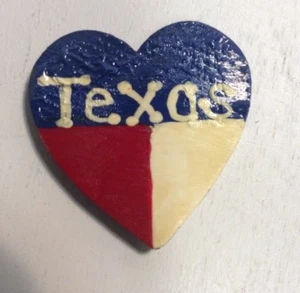 Texas rot weiß blau lackiert Herz Kühlschrankmagnet gebraucht 1,5" - Bild 1 von 6