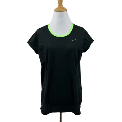 Camiseta de running Nike para mujer L grande negra reflectante a rayas Dri Fit camiseta de corredor Foto 1 de 4