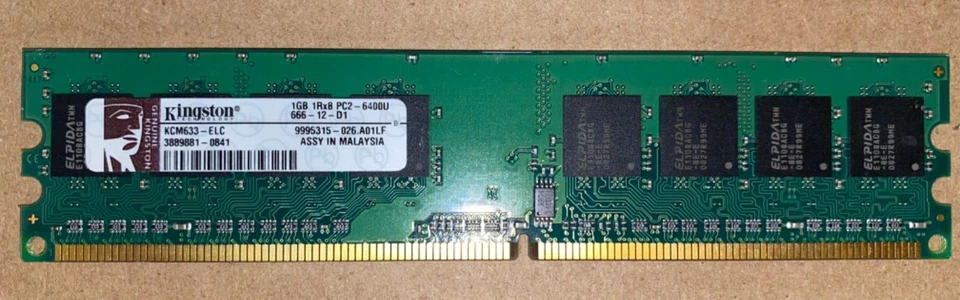 Kingston KCM633-ELC 1GB DIMM PC2-6400 DDR2 800MHz Desktop Memory RAM 240 - Image 1 of 1