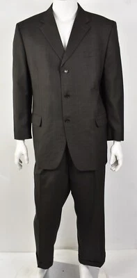 Traje de dos piezas de lana cruzada marrón oscuro Jones New York 46R x 39W Foto 1 de 4