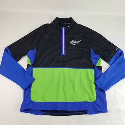 Nike Dri-Fit Wild Run Jacket Mens XL Black Half Zip Graphic Lightweight 90s Top - Image 1 of 4