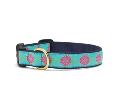 Collar de cachorro Up Country Dog Hecho en EE. UU. Dahlia Darling Floral Azul M XL NUEVO Foto 1 de 4