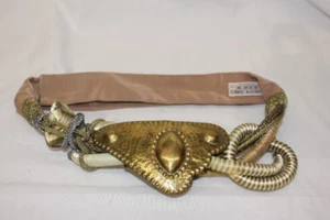 CAROLYN TANNER DESIGNS INC Brown Chunky Twisted Rope & Shell Belt USA-B45 - Picture 1 of 6