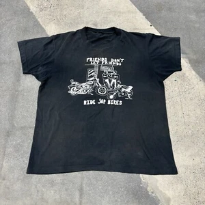 Vintage Motorcycle Shirt Men's Large Black 80s Biker Friends Japanese Americana* - Picture 1 of 12