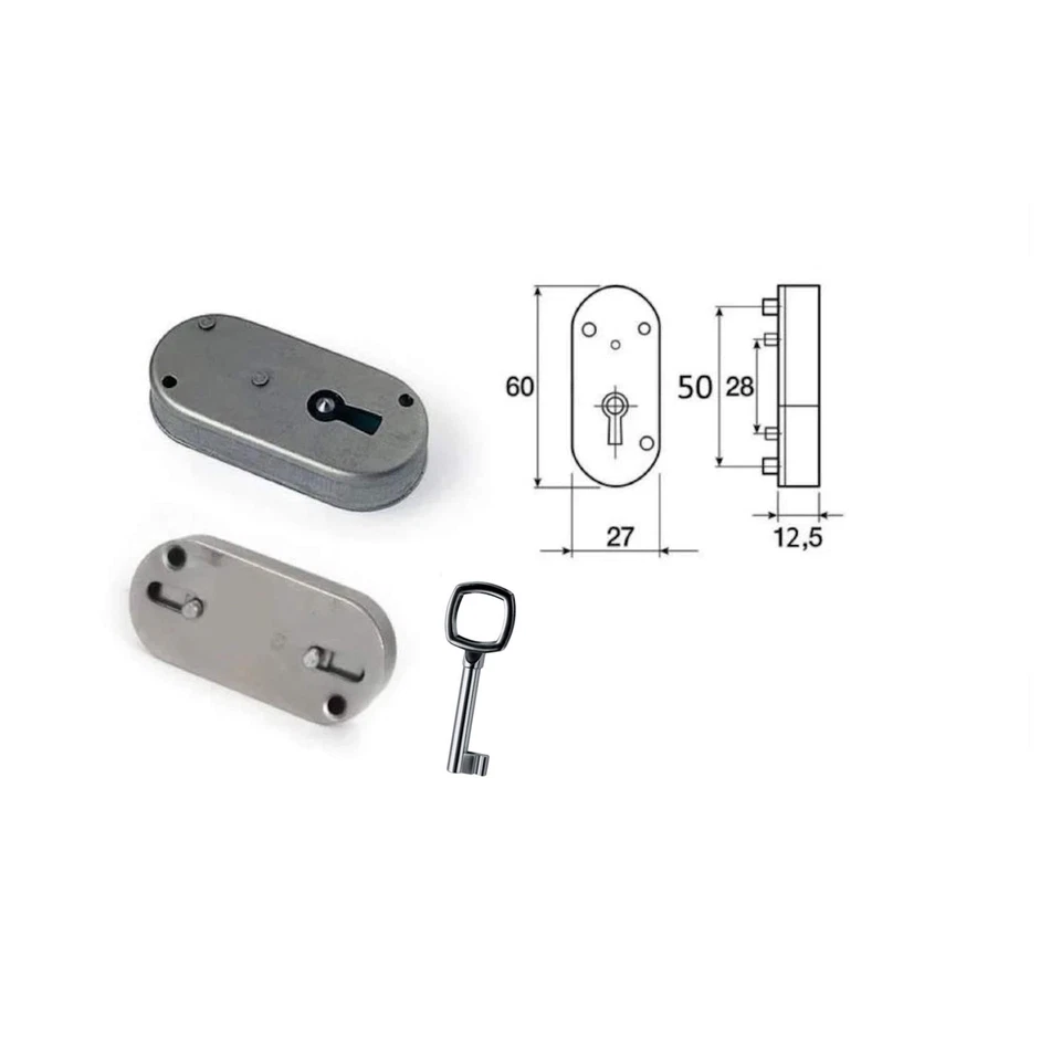 Serratura A Stringa 333 Meroni Con Chiave Per Mobili Ante Armadio - Immagine 1 di 1