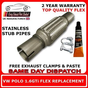 VW Polo 1.6GTi 1999-02 Repuesto Escape Reparación Flex Flexi para Tubo Delantero - Imagen 1 de 1