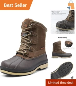 Insulated Khaki/Brown Winter Snow Boots for Men – Perfect for Outdoor Activities - Picture 1 of 9