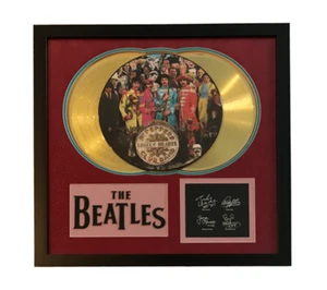 Beatles ""Sgt. Pepper's"" LP disco fotografico disco d'oro collage disco firmato - Foto 1 di 5