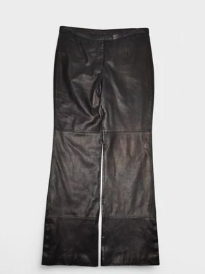 Pantalones Moda International Mujer 12 Cuero Negro Forrado Suave Corte Bota 34x32 Foto 1 de 4