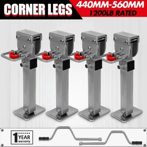 4X 440mm Corner Legs Drop Down W/Handle Steel Base 1200LBS Caravan Stabilizer - Picture 1 of 15