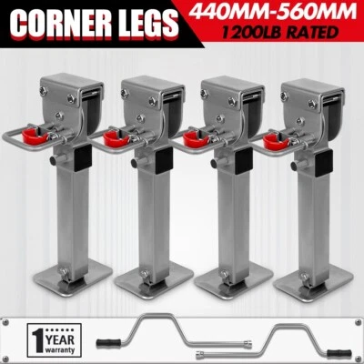 4X 440mm Corner Legs Drop Down W/Handle Steel 1200LBS Caravan Stabilizer New - image 1 of 4